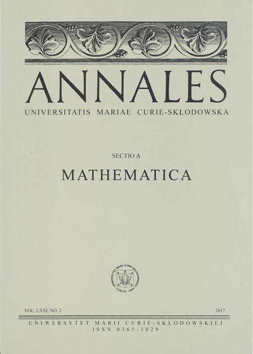 Okładka: Annales UMCS, sec. A (Mathematica), vol. LXXI, NO. 2
