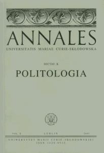 Okładka: Annales UMCS, sec. K (Politologia), vol. XIV